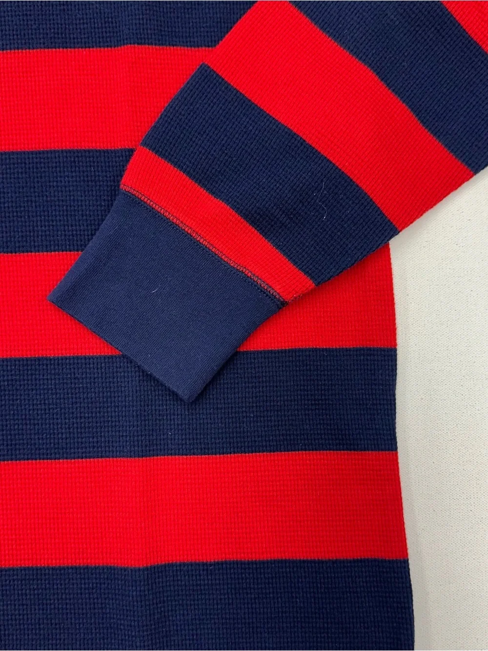 Polo Ralph Lauren Shirt Men XL Waffle Knit Thermal Heavy Cotton Crewneck Blue